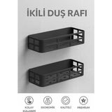 Marsilyan™- Banyo Düzenleyici Şampuanlık Sabunluk 2 Li Set Lamalı Güçlü Kaliteli Yapışkanlı Duş Rafı Organizer - Renkli - standart