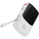 Marsilyan Baseus Qpow Pro Dijital Göstergeli 10000MAH 20W Hızlı Şarj Powerbank Iphone Lightning Kablolu - Beyaz
