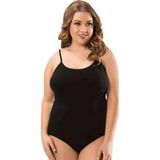 Marsilyan Battal Beden Ip Askılı Kadın Çıtçıtlı Body Siyah - Renkli - 2XL