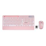 Marsilyan BEYAZ - PEMBE KABLOSUZ KLAVYE - MOUSE SETİ TABLET - TELEFON STANDLI Q KALVYE (4887)