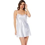 Marsilyan Beyaz Saten Gecelik - M-267 - XL
