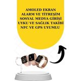 Marsilyan Bileklikli Amoled Ekran Akıllı Saat ve Dijital Göstergeli Kablosuz Bluetooth Kulaklık Anc/ Enc - 01P-Pembe