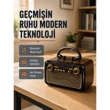 Marsilyan Bluetooth’lu LED Işıklı Nostaljik Müzik Kutusu – Ahşap Dokulu, Vintage Tasarım ve Yüksek - Renkli