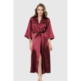 Marsilyan Bordo Uzun Saten Sabahlık - XL