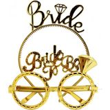 Marsilyan Bride Yazılı Taç ve Bride To Be Yazılı Gözlük Seti Altın Renk - Renkli - standart