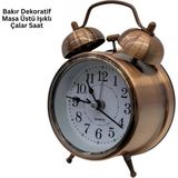 Marsilyan- Bronz Metal Masa Saati - Renkli - standart