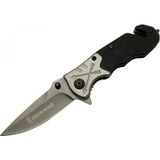 Marsilyan Browning 8-10 Siyah Kurtarma / Kamp Çakı 16,5cm - Yarı Otomatik, Kemerlikli, Cam Kırma ve Ip Kesme Aparatlı, Ok Figürlü Sap
