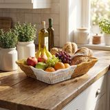 Marsilyan Buffer® Dikdörtgen Çift Renkli Plastik Rattan Ekmek ve Meyve Sepeti - Çok Amaçlı Banyo ve Mutf - 1