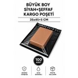 Marsilyan Büyük Boy Siyah Şeffaf Kargo Poşeti 35X45+5 cm 100 Adet