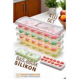 Marsilyan Buz Kalıbı - Bas-Bırak Kapaklı Silikon Buz Kalıbı 4 Lü Set 721815 - Renkli