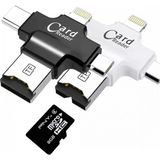 Marsilyan Card Reader 4in1 Type-C- Iphone Lightning-Micro USB Hafıza Kart Okuyucu - Siyah - standart