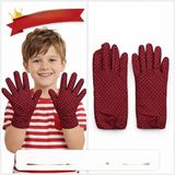 Marsilyan Çocuk Boy Pandomim Eldiveni Beyaz Puantiyeli Bordo Renk Gösteri Eldiveni 23 Nisan 19 Mayıs - Standart - Renkli