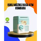 Marsilyan Çocuklar Için Su Yeşili Atm Kasa Tasarımlı Şifreli Kumbara