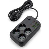 Marsilyan Çoklu Priz Uzatma Kablosu 4 Soket + 4 USB + 2 Type-C – Termal Akım Korumalı, Isıya Dayanıklı, Çocuk Korumalı Güvenli Priz 100-250V (4887) - Çok Renkli
