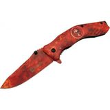 Marsilyan Columbia Skeleton 7000B Kamp Çakı 20 cm - Kırmızı Iskelet Desenli, Otomatik - 1