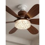 Marsilyan Crystal Aura 52 cm Ultra Sessiz Ahşap Renk LED Tavan Vantilatörü | 3 Kademeli Bakır Motor | Kumandalı Kristal Avize Vantilatör - Renkli - standart