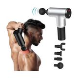 Marsilyan Darbeli Titreşimli Tabanca Masaj Aleti Kas Rahatlatıcı 4 Başlıklı Şarjlı Göbek Eritme Cihaz - Renkli