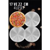 Marsilyan Delikli Pizza Lahmacun Tepsisi Çelik 17 ve 22 cm 4 Lü Set 721570 - Renkli