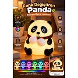 Marsilyan Dokunmatik Kontrollü Renk Değiştiren Panda Gece Lambası Çocuk Odası ve Yatak Odası - 1 - Çok Renkli