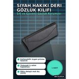 Marsilyan™- El Işi Hakiki Deri Siyah Gözlük Kılıfı 15.5x6 cm Erkek Kadın Hediyelik BX-313514
