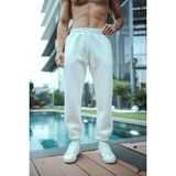 Marsilyan Erkek 3 Iplik Pamuklu Paçası Lastikli Cepli Eşofman Pantolon - Beyaz - 2XL