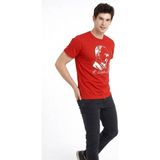 Marsilyan Erkek Atatürk Baskılı Tişört Kısa Kollu Bisiklet Yaka T-Shirt - Kırmızı - XS