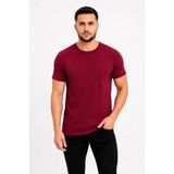 Marsilyan Erkek Basic Tişört Bisiklet Yaka Kısa Kol Günlük Yazlık Slim Fit T-Shirt - Bordo - 2XL