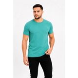 Marsilyan Erkek Basic Tişört Bisiklet Yaka Kısa Kol Günlük Yazlık Slim Fit T-Shirt - Su Yeşili - 2XL