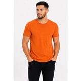 Marsilyan Erkek Basic Tişört Bisiklet Yaka Kısa Kol Günlük Yazlık Slim Fit T-Shirt - Turuncu - 2XL