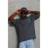 Marsilyan Erkek Baskılı T-Shirt Kısa Kol Bisiklet Yaka Regular Fit Rahat Tişört - Füme - 2XL