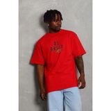 Marsilyan Erkek Baskılı T-Shirt Kısa Kol Bisiklet Yaka Regular Fit Tişört - Kırmızı - XS