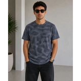 Marsilyan Erkek Batik Desenli Tişört Bisiklet Yaka Kısa Kol Regular Fit T-Shirt - Füme - 2XL