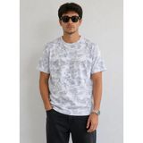 Marsilyan Erkek Batik Desenli Tişört Bisiklet Yaka Kısa Kol Regular Fit T-Shirt - Gri - XL