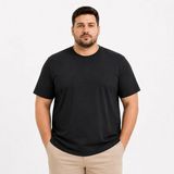 Marsilyan Erkek Battal Big Size Basic Tişört Bisiklet Yaka Rahat Kalıp T-Shirt - Siyah - 3XL