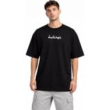 Marsilyan Erkek Bisiklet Yaka Baskılı Kısa Kollu Tişört Streetwear Günlük Basic Pamuklu T-Shirt - Siyah