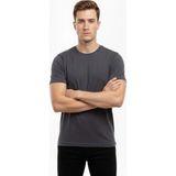 Marsilyan Erkek Bisiklet Yaka Slim Fit Dar Kesim Likralı Tişört - Füme - XL