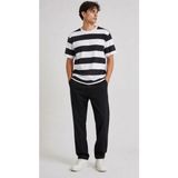 Marsilyan Erkek Çizgili Oversize Tişört Bisiklet Yaka Kısa Kol Yazlık T-Shirt - Siyah - 2XL