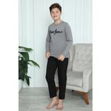 Marsilyan- Erkek Çocuk Penye Pijama Takım Füme - 7 - 8 Yaş