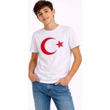Marsilyan Erkek Çocuk Tişört Bisiklet Yaka Ay Yıldız Bayrak Baskılı T-Shirt - Beyaz - 15-16 Yaş