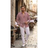 Marsilyan- Erkek Dikey Çizgili Yarım Oversize Gömlek