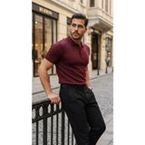 Marsilyan- Erkek Düğme Yakalı Kısa Kollu Pamuk Triko Tişört - Altın - 2XL