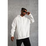Marsilyan Erkek Düz Kapüşonlu Sweat - Beyaz - 2XL