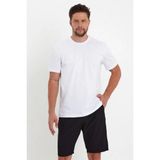 Marsilyan Erkek Düz T-Shirt Kısa Kol Bisiklet Yaka Regular Fit Rahat Kalıp Günlük Tişört - Beyaz