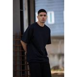 Marsilyan Erkek Düz T-Shirt Kısa Kol Bisiklet Yaka Regular Fit Rahat Kalıp Günlük Tişört - Siyah