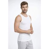 Marsilyan Erkek Fitilli Atlet Sıfır Yaka Slim Fit Arka Baskılı Spor Atlet - Beyaz