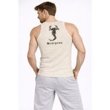 Marsilyan Erkek Fitilli Atlet Sıfır Yaka Slim Fit Arka Baskılı Spor Atlet - Krem