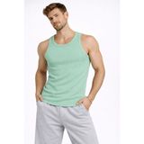 Marsilyan Erkek Fitilli Atlet Sıfır Yaka Slim Fit Arka Baskılı Spor Atlet - Mint Yeşili - 2XL