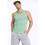 Marsilyan Erkek Fitilli Atlet Sıfır Yaka Slim Fit Arka Baskılı Spor Atlet - Mint Yeşili