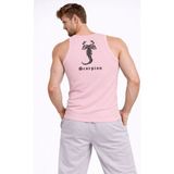 Marsilyan Erkek Fitilli Atlet Sıfır Yaka Slim Fit Arka Baskılı Spor Atlet - Pembe - XS