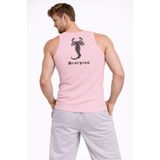 Marsilyan Erkek Fitilli Atlet Sıfır Yaka Slim Fit Arka Baskılı Spor Atlet - Pembe